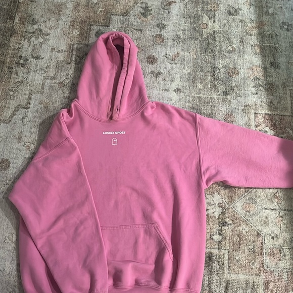 LONELY GHOST Pink Hoodie - Picture 1 of 5